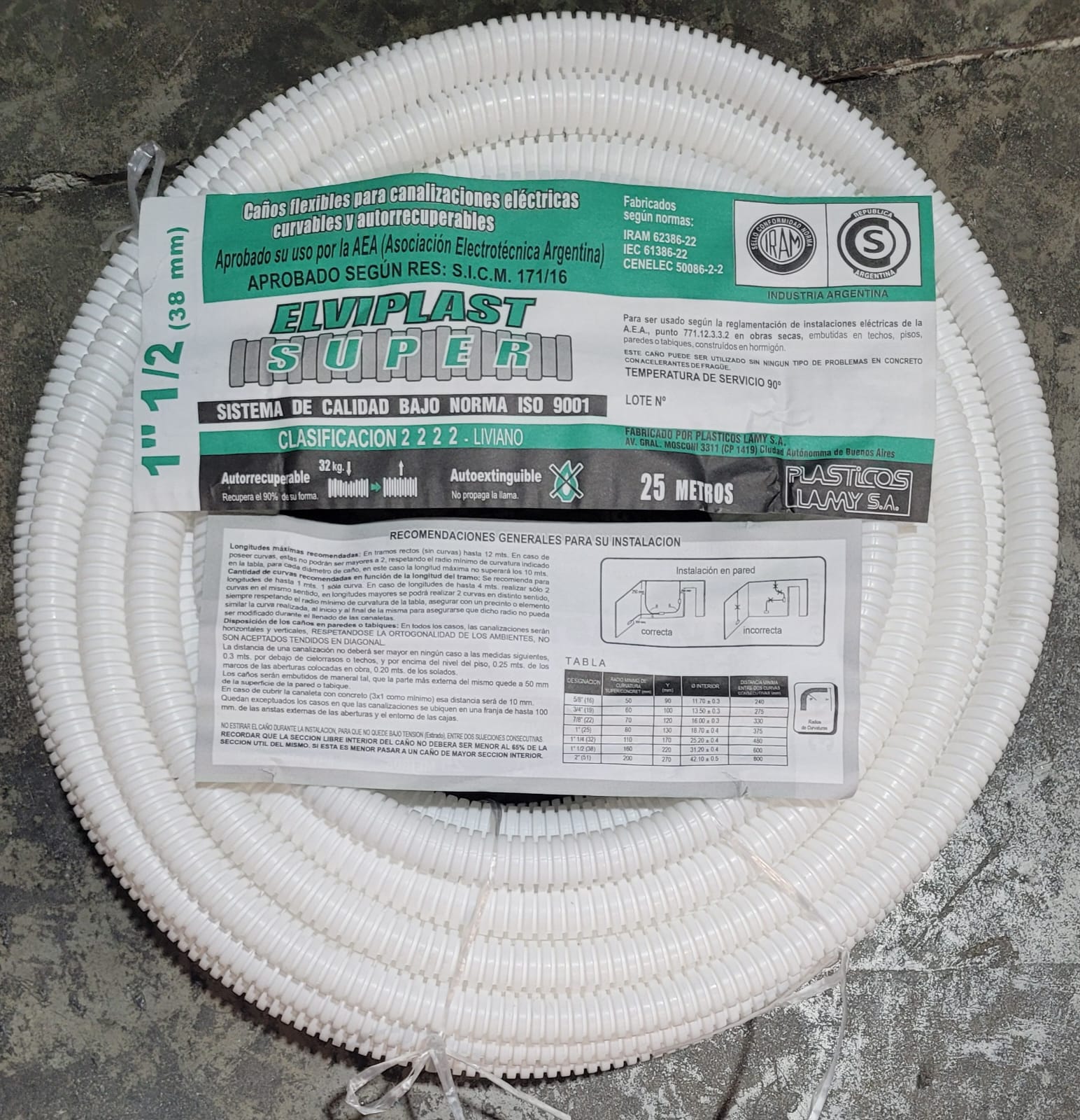 CAÑO CORRUGADO PVC 1 1/2 BLANCO ROLLO 25mts
